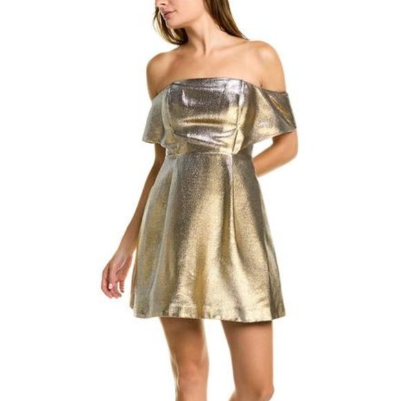 Sandro Paris Metallic Off the Shoulder Dress - Picture 7 of 9